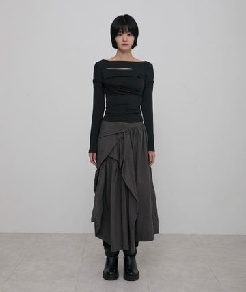 Asymmetrical Draped Long Sleeve